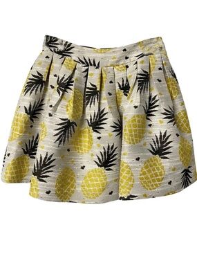 Alice + Olivia Yellow Pineapple Print Pleated Mini Skirt